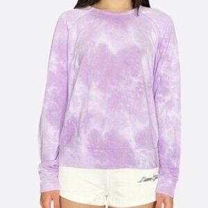 NWT Sundry Tie Dye Sweat Shirt Top Track Long Sleeve Purple White Size‎ Small 1